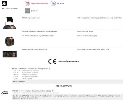 DELTA PLUS MAGNY COURS II TAM KORUYUCULU GÜVENLİK KULAKLIĞI