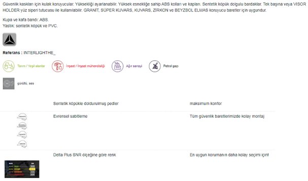 DELTA PLUS INTERGALOS LIGHT HE BARETE TAKILABİLEN KORUYUCU GÜVENLİK KULAKLIĞI 