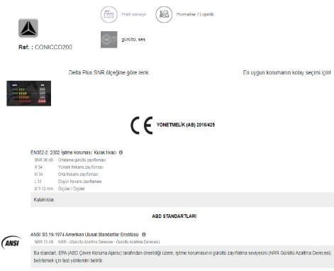 DELTA PLUS CONICCO200 KORDONLU TEK KULLANIMLIK KULAK TIKACI