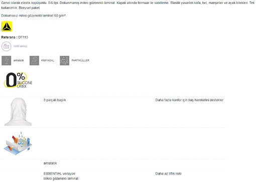 DELTA PLUS DT115 TEK KULLANIMLIK BEYAZ KORUYUCU TULUM