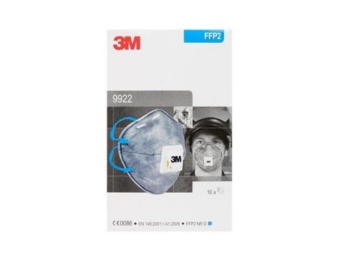3M9922- SOLUNUM KORUYUCUFFP2 VENTİLLİ DÜŞÜK KONS.ORG.GAZ, TOZ VE SİS MASK.